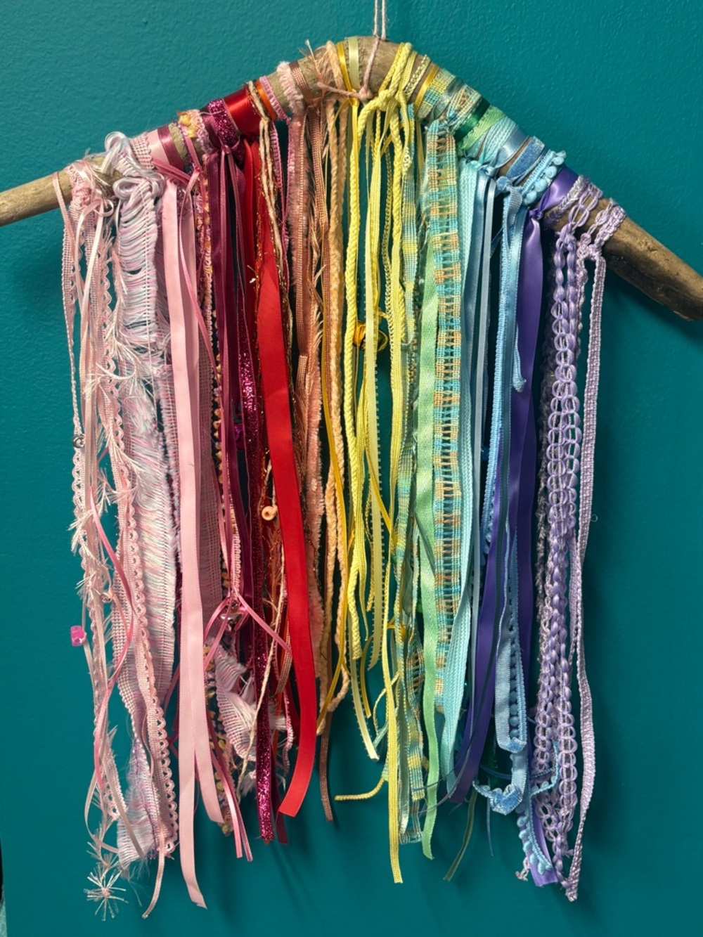 Handmade Ribbon Rainbow Wall Hanging